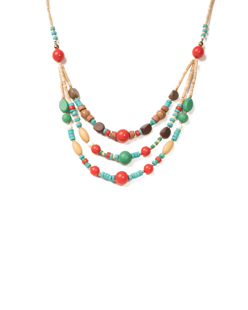 Multi Colour Gold Tone Beaded Layer Statement Necklace
