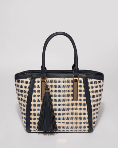 Navy Kaylin Large Tote Bag