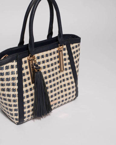 Navy Kaylin Large Tote Bag