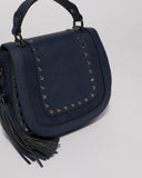 Navy Mila Stud Saddle Crossbody Bag
