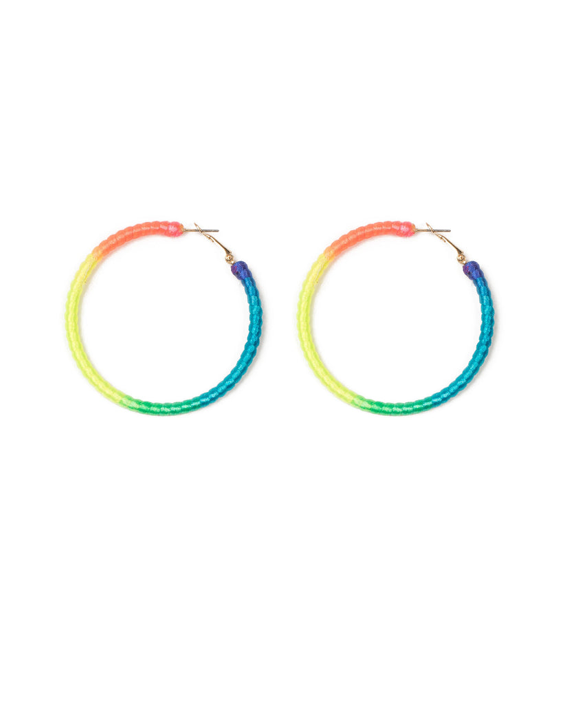 Multi Colour Gold Tone Neon Wrap Hoop Earrings