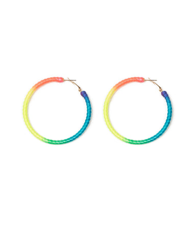 Multi Colour Gold Tone Neon Wrap Hoop Earrings