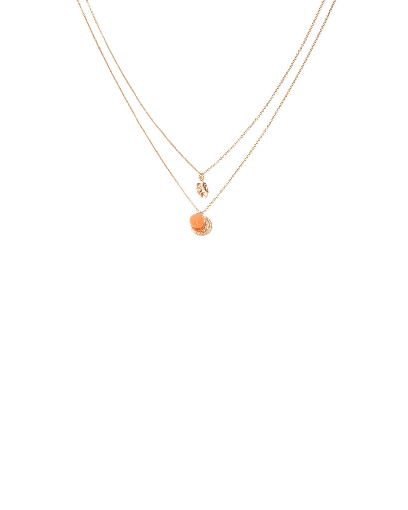 Orange Gold Tone Summer Charm Necklace