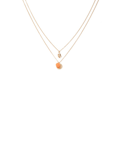 Orange Gold Tone Summer Charm Necklace