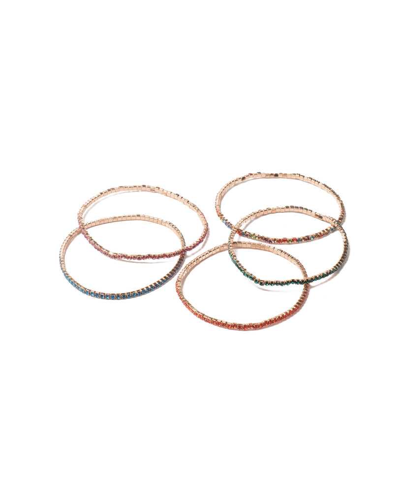 Multi-Colour Gold Tone Diamante Stretch Wristwear Pack