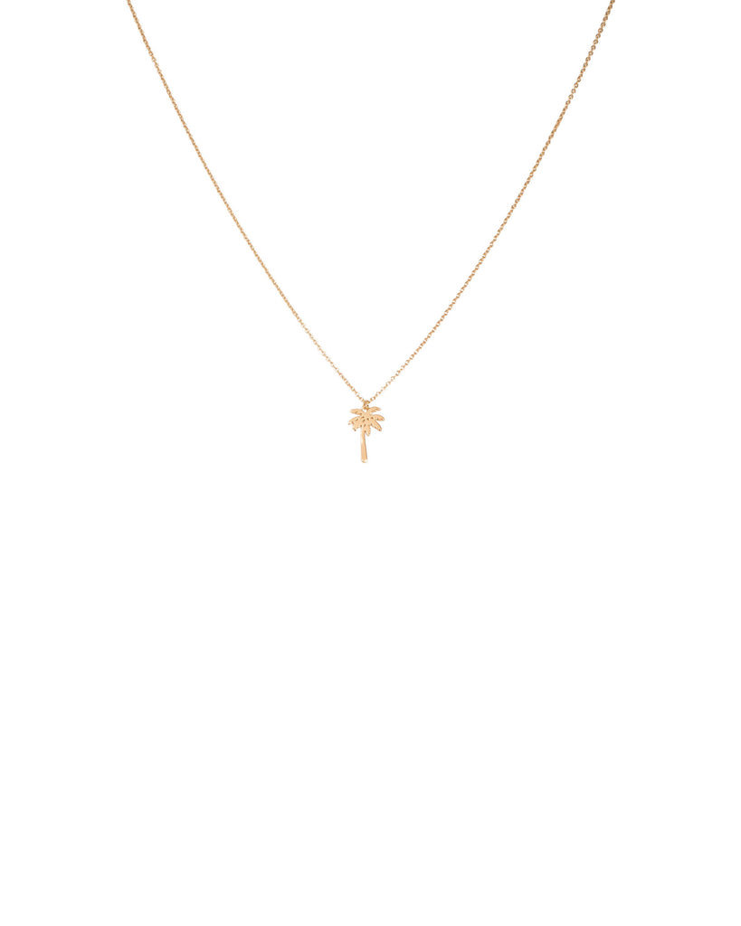 Gold Tone Palm Tree Pendant Fine Necklace