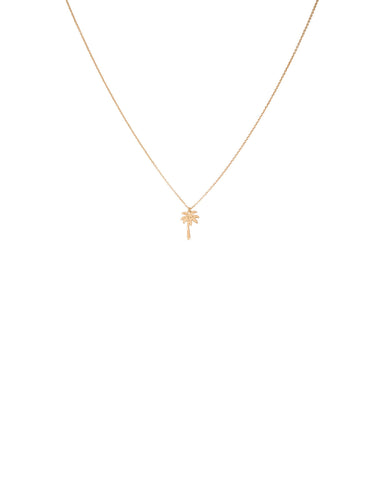 Gold Tone Palm Tree Pendant Fine Necklace