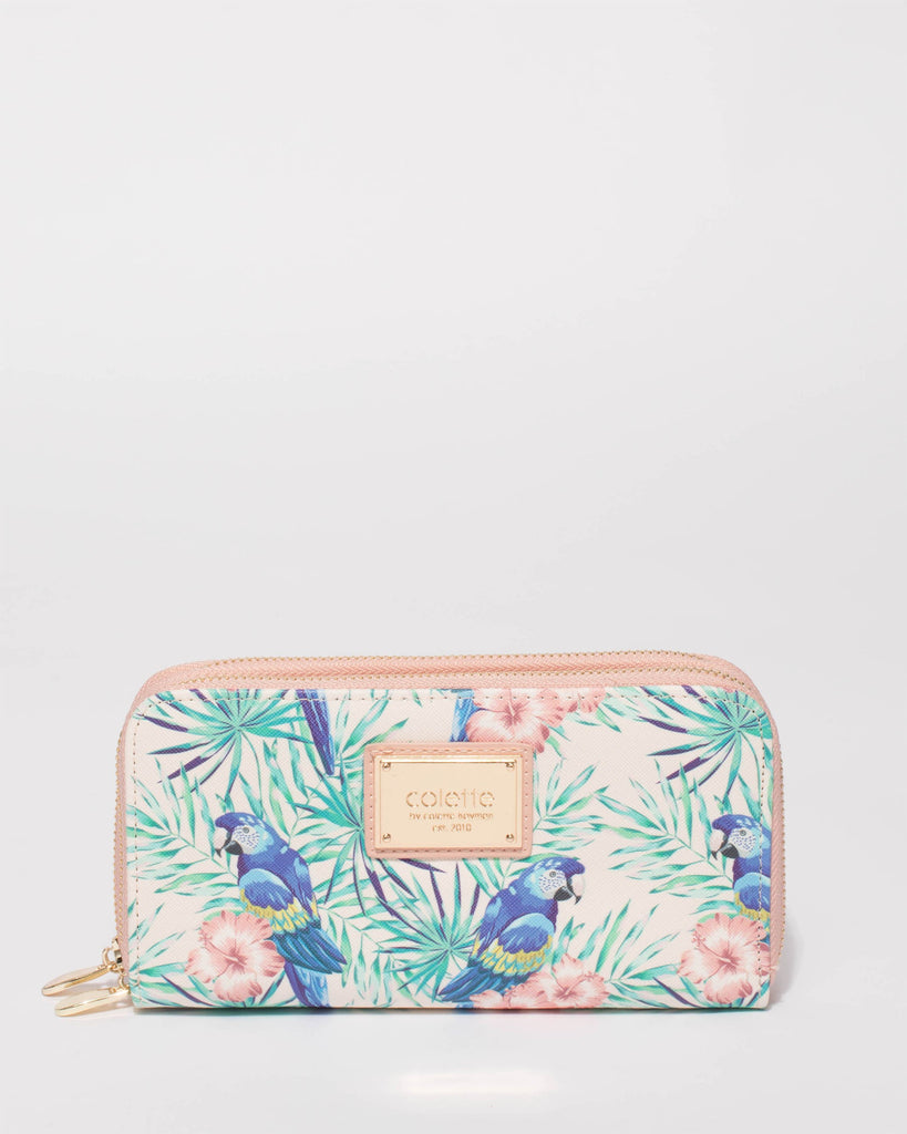 Multi Colour Double Zip Around Wallet