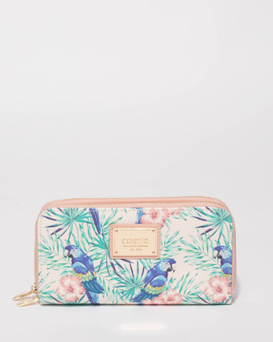 Multi Colour Double Zip Around Wallet