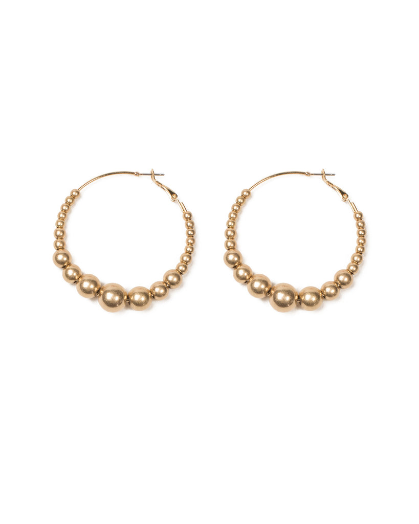 Gold Tone Gradual Ball Hoop Statement Earrings