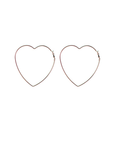Hologram Silver Tone Heart Hoop Statement Earrings