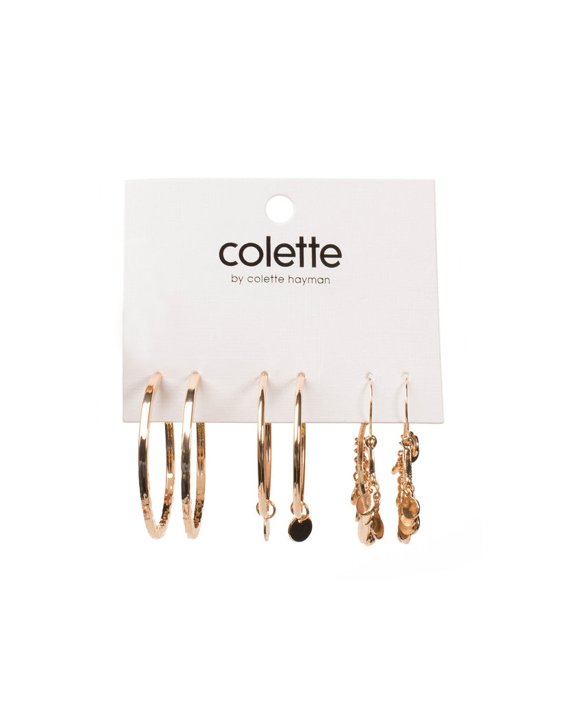 Gold Tone Multi Style Hoop Earrings Pack