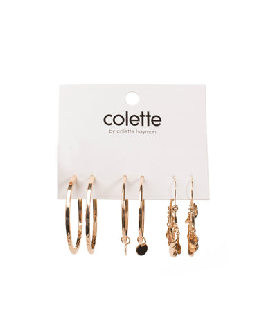 Gold Tone Multi Style Hoop Earrings Pack