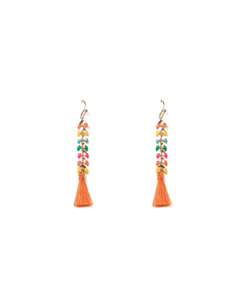 Multi Colour Gold Tone Mini Enamal Drop Tassel Earrings