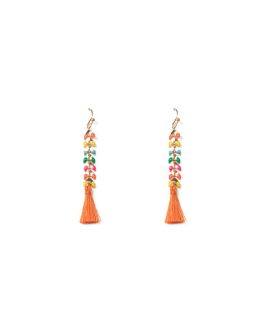 Multi Colour Gold Tone Mini Enamal Drop Tassel Earrings