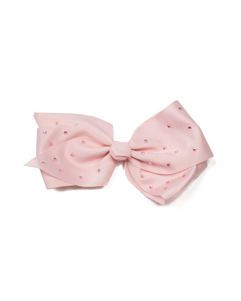 Pink Diamante Stone Large Bow Hair Clip