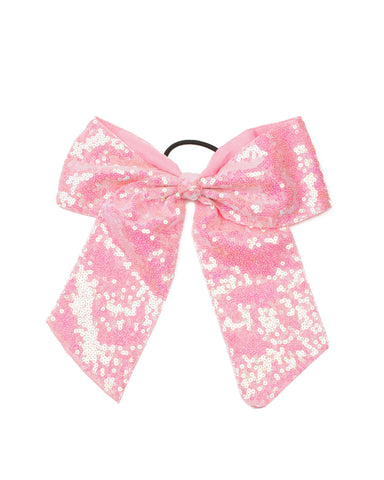 Pink Sequin Bow Hair Tie