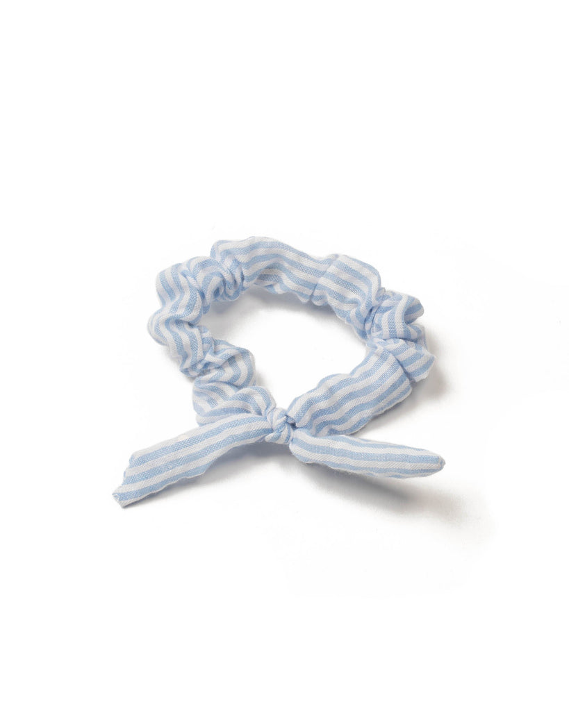 Blue Striped Mini Bow Hair Tie