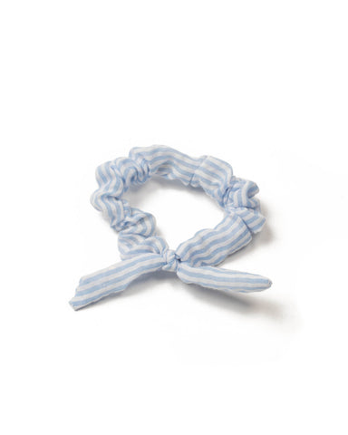 Blue Striped Mini Bow Hair Tie