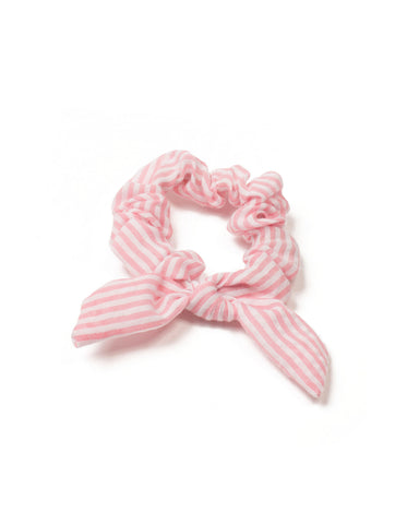 Pink Striped Mini Bow Hair Tie
