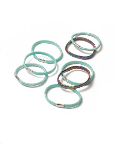 Blue Multi Pack Metallic Hair Tie