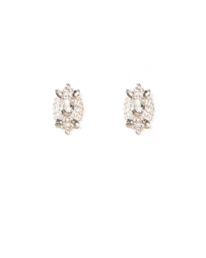 Crystal Silver Tone Stud Earrings