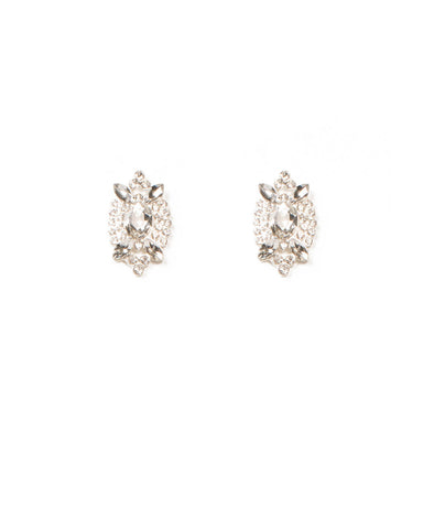 Crystal Silver Tone Stud Earrings