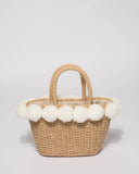 Natural Weave Bella Pom Pom Mini Tote