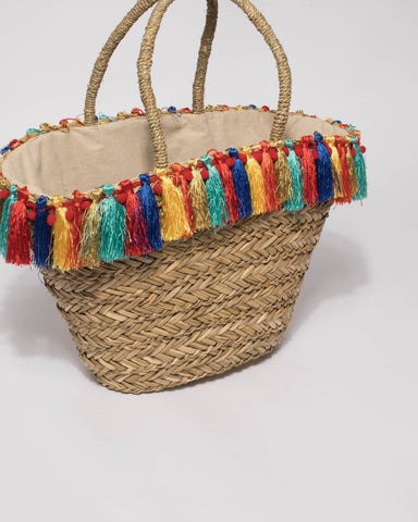 Natural Weave Large Tassel Summer Tote