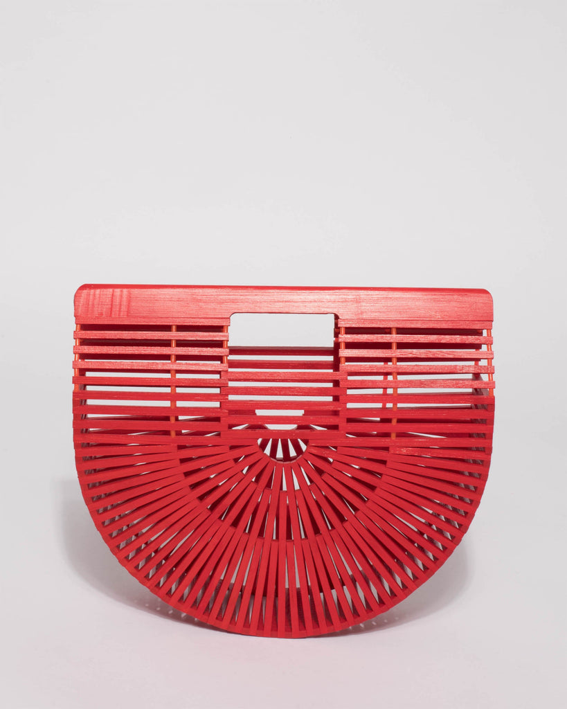 Red Gia Tassel Basket Small Bag