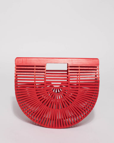 Red Gia Tassel Basket Small Bag