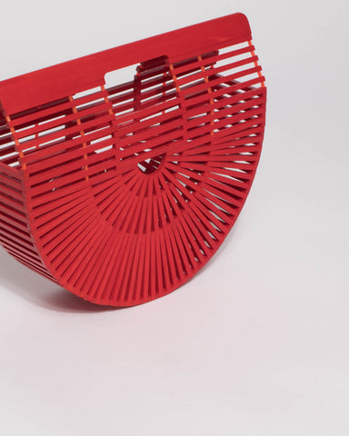 Red Gia Tassel Basket Small Bag