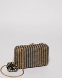 Black Natural Weave Leah Hardcase Weave Clutch Bag
