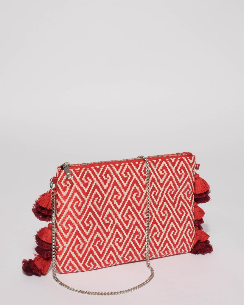 Red Bella Weave Clutch Bag