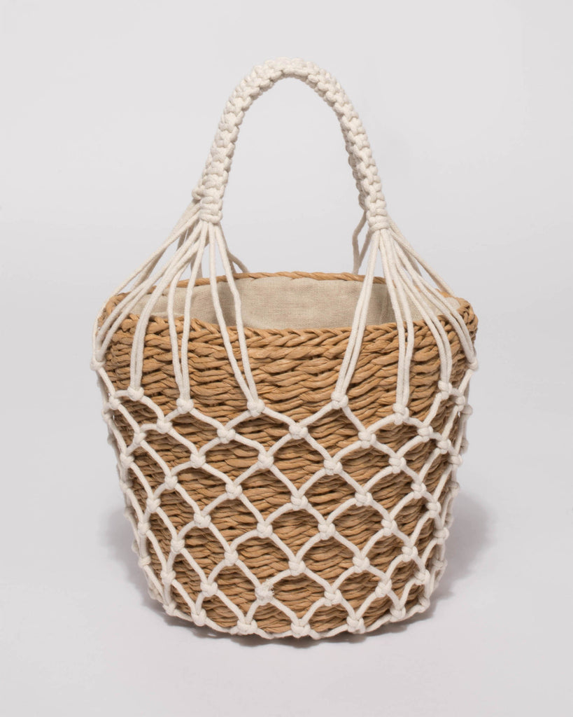 Natural Crochet Small Bucket Bag