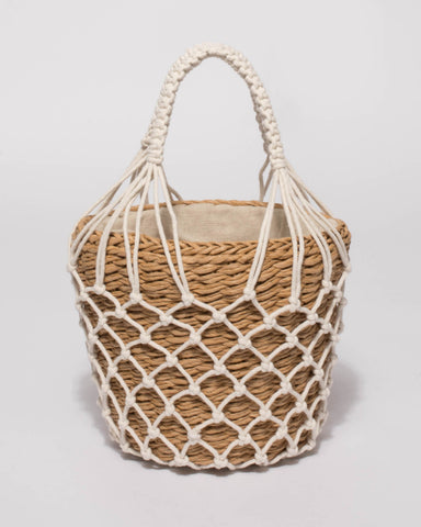 Natural Crochet Small Bucket Bag