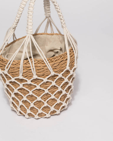 Natural Crochet Small Bucket Bag