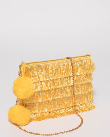Yellow Fringe Layer Clutch Bag