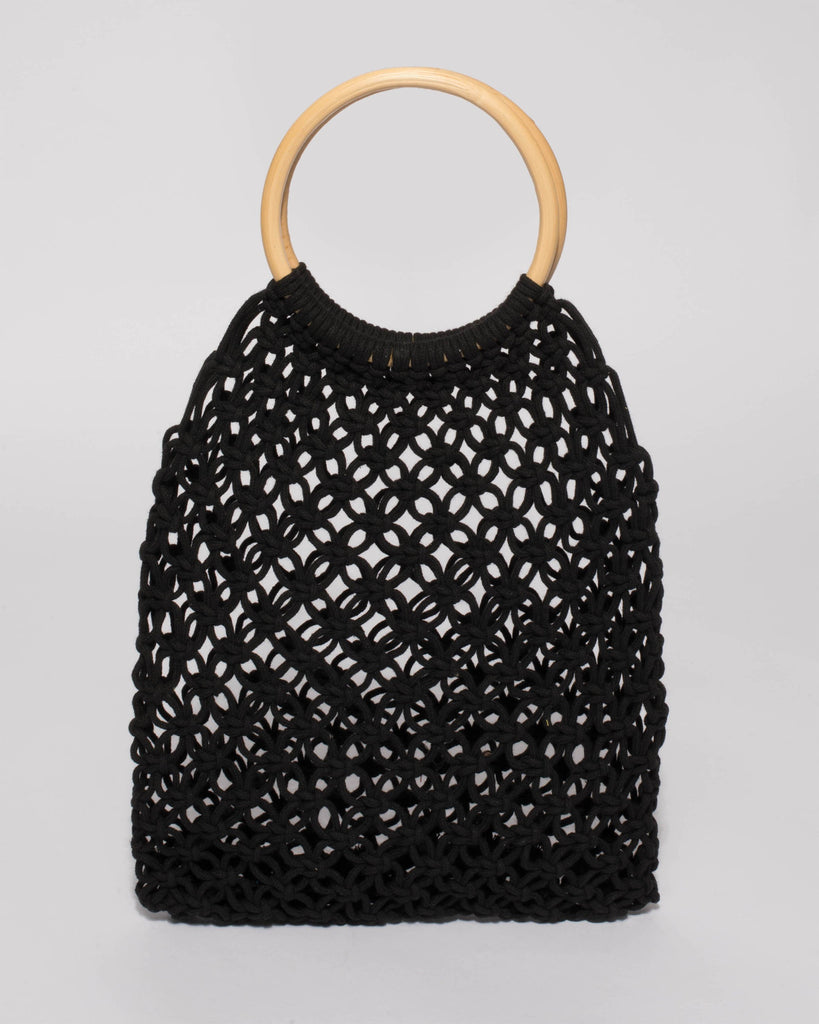 Black Crochet Cane Small Bag