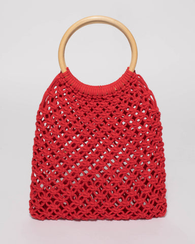 Red Crochet Cane Small Bag