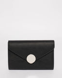 Black Ros Lock Clutch Bag With Silver Hardwae
