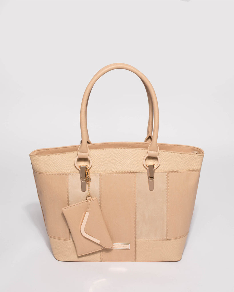 Natural Aretha Tote Bag With Purse