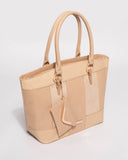 Natural Aretha Tote Bag With Purse