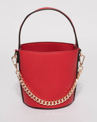 Red Hailey Chain Bucket Bag