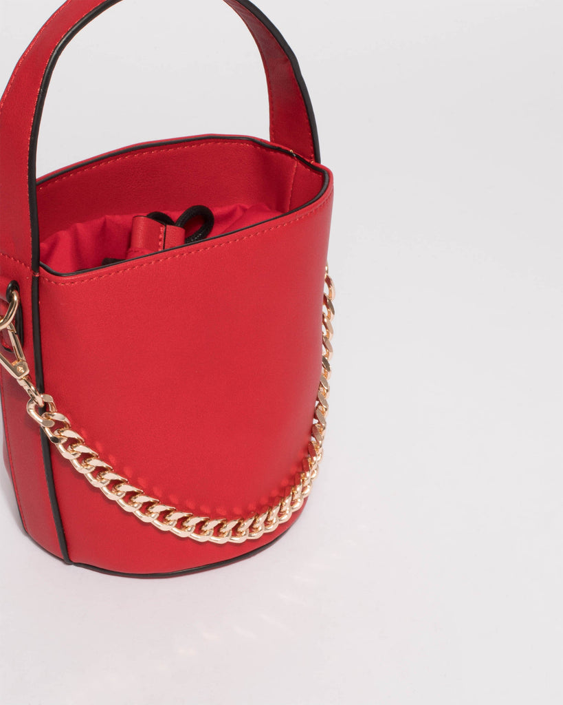 Red Hailey Chain Bucket Bag