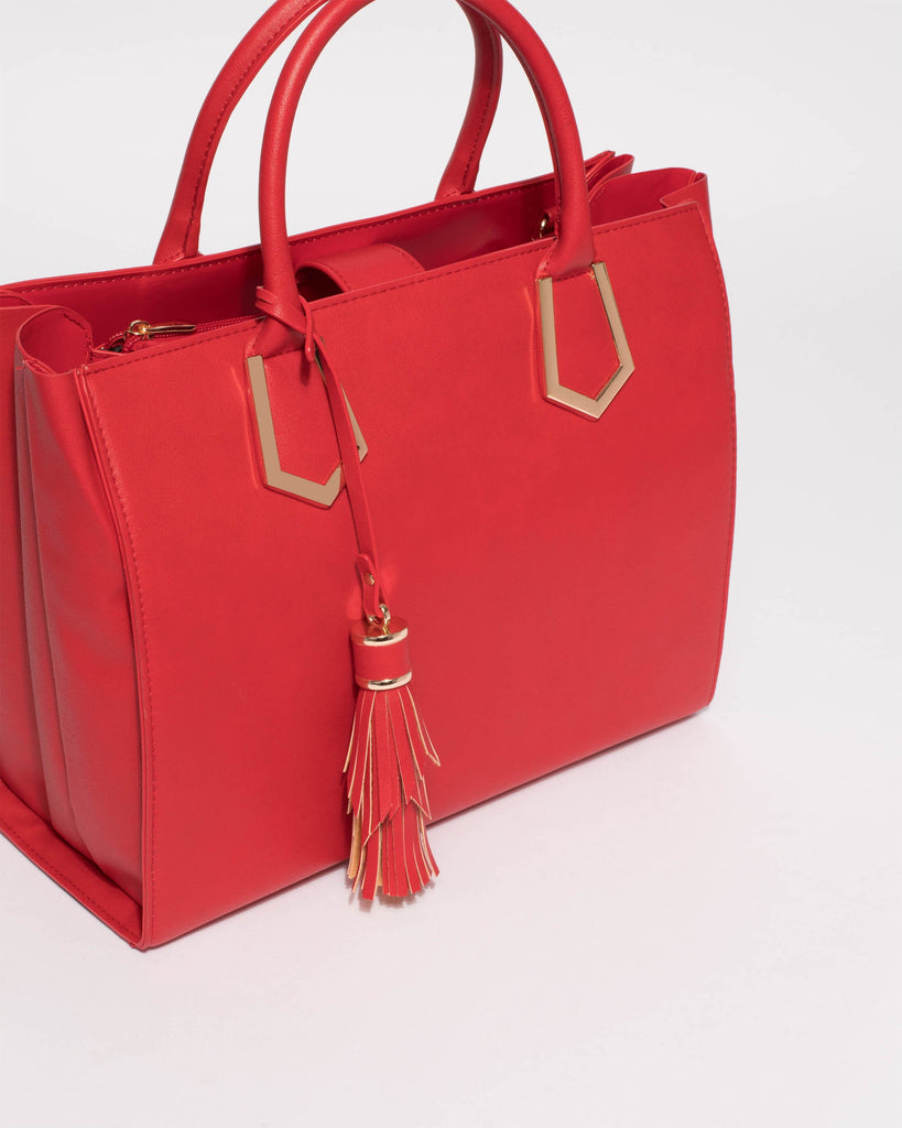 Red Mila Multi Tassel Tote Bag