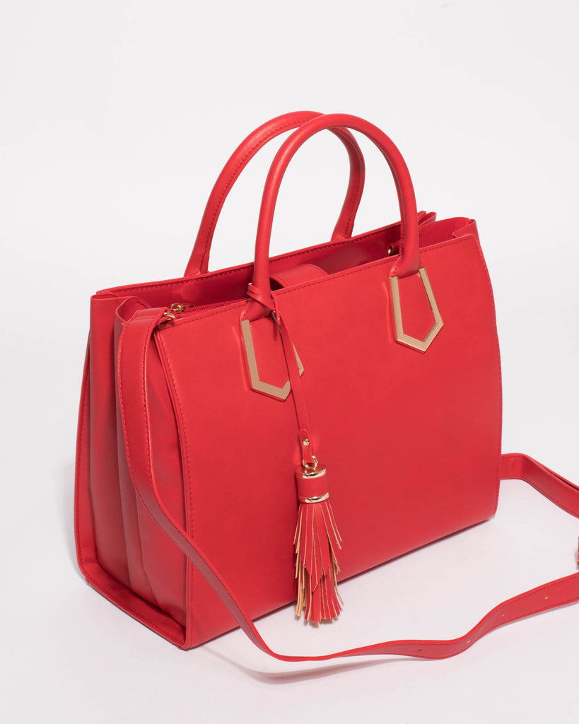 Red Mila Multi Tassel Tote Bag