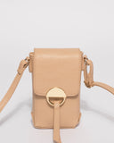 Beige Mobile Crossbody Bag