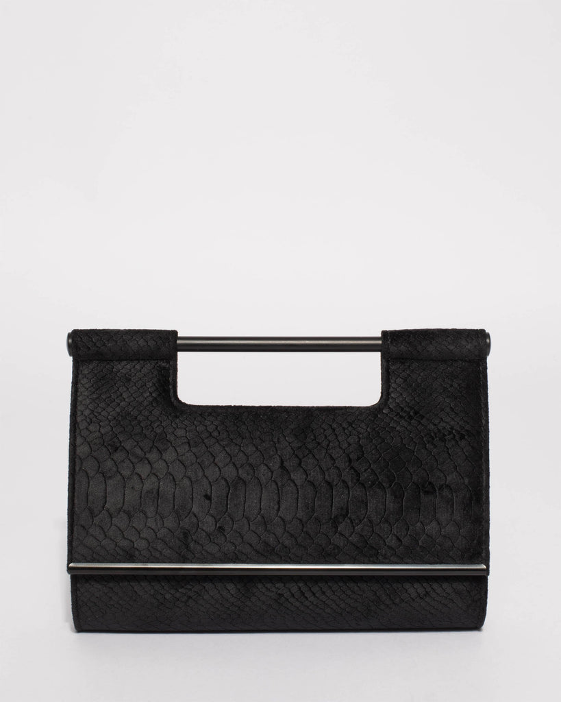 Black Mel Handle Evening Clutch Bag