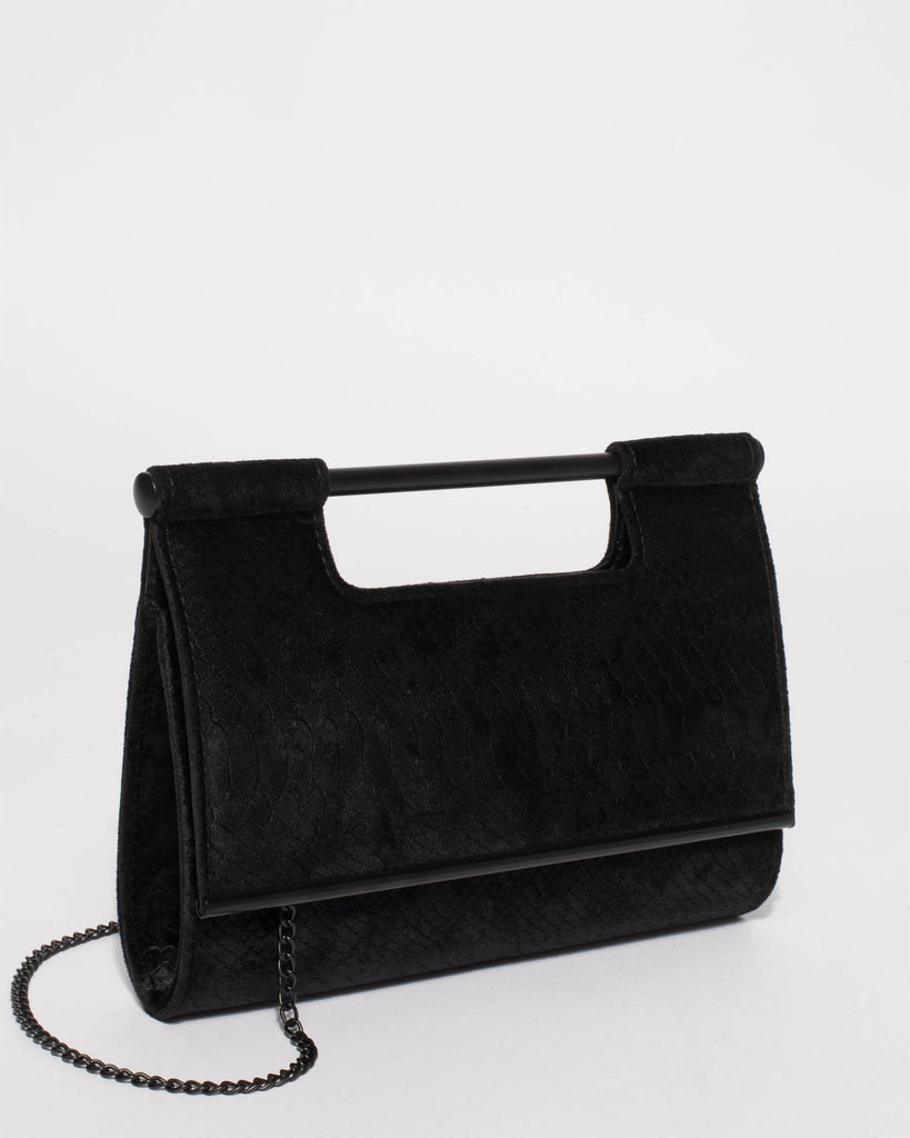 Black Mel Handle Evening Clutch Bag